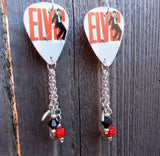 Elvis Guitar Pick Earrings with Charm, Pave and Swarovski Crystal Dangles