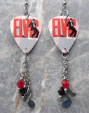 Elvis Guitar Pick Earrings with a Stainless Steel Charm Swarovski Crystal Dangles