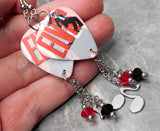Elvis Guitar Pick Earrings with a Stainless Steel Charm Swarovski Crystal Dangles