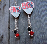 Elvis Guitar Pick Earrings with Charm, Pave and Swarovski Crystal Dangles