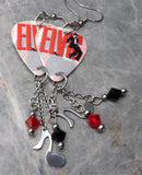 Elvis Guitar Pick Earrings with a Stainless Steel Charm Swarovski Crystal Dangles