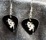 Black and White Elvis Singing Guitar Pick Earrings