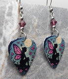 Fairy Under a Full Moon Guitar Pick Earrings with Amethyst Purple Swarovski Crystals