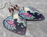 Fairy Under a Full Moon Guitar Pick Earrings with Amethyst Purple Swarovski Crystals
