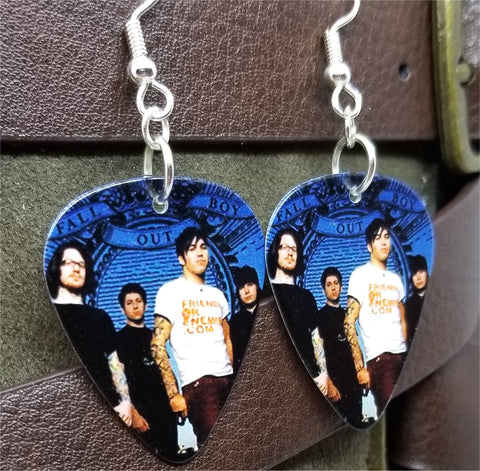 Fall Out Boy Group Picture Guitar Pick Earrings