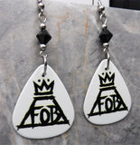 Fall Out Boy FOB Guitar Pick Earrings with Black Swarovski Crystals