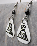 Fall Out Boy FOB Guitar Pick Earrings with Black Swarovski Crystals