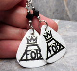Fall Out Boy FOB Guitar Pick Earrings with Black Swarovski Crystals