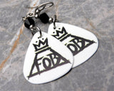 Fall Out Boy FOB Guitar Pick Earrings with Black Swarovski Crystals