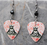 Fall Out Boy Guitar Pick Earrings with Black Swarovski Crystals