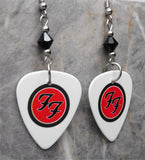 Foo Fighters Emblem Guitar Pick Earrings with Black Swarovski Crystals