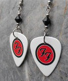 Foo Fighters Emblem Guitar Pick Earrings with Black Swarovski Crystals
