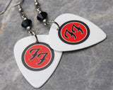 Foo Fighters Emblem Guitar Pick Earrings with Black Swarovski Crystals