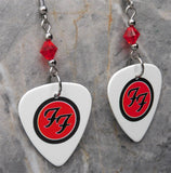 Foo Fighters Emblem Guitar Pick Earrings with Red Swarovski Crystals