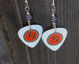 Foo Fighters Emblem Guitar Pick Earrings with Gray Pave Beads