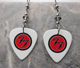 Foo Fighters Emblem Guitar Pick Earrings with Gray Swarovski Crystals