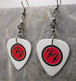 Foo Fighters Emblem Guitar Pick Earrings with Gray Swarovski Crystals