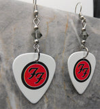 Foo Fighters Emblem Guitar Pick Earrings with Gray Swarovski Crystals