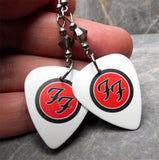 Foo Fighters Emblem Guitar Pick Earrings with Gray Swarovski Crystals
