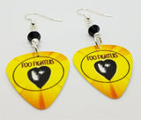 Foo Fighters One By One Guitar Pick Earrings with Black Swarovski Crystals