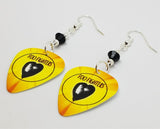 Foo Fighters One By One Guitar Pick Earrings with Black Swarovski Crystals