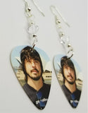 Foo Fighters Dave Grohl Guitar Pick Earrings with Clear Swarovski Crystals