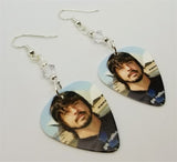 Foo Fighters Dave Grohl Guitar Pick Earrings with Clear Swarovski Crystals