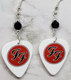 Foo Fighters Emblem Guitar Pick Earrings with Black Pave Beads