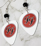 Foo Fighters Emblem Guitar Pick Earrings with Black Pave Beads