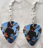 Foo Fighters Dave Grohl on Stage Guitar Pick Earrings with Clear Swarovski Crystals