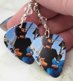 Foo Fighters Dave Grohl on Stage Guitar Pick Earrings with Clear Swarovski Crystals