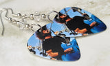 Foo Fighters Dave Grohl on Stage Guitar Pick Earrings with Clear Swarovski Crystals