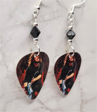 Foo Fighters Dave Grohl on Stage Guitar Pick Earrings with Black Swarovski Crystals