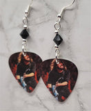 Foo Fighters Dave Grohl on Stage Guitar Pick Earrings with Black Swarovski Crystals