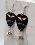 Foo Fighters In Your Honor Guitar Pick Earrings with Metallic Gold Swarovski Crystal Dangles