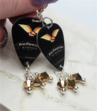 Foo Fighters In Your Honor Guitar Pick Earrings with Metallic Gold Swarovski Crystal Dangles