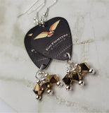 Foo Fighters In Your Honor Guitar Pick Earrings with Metallic Gold Swarovski Crystal Dangles