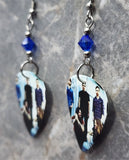 Foo Fighters Group Picture Guitar Pick Earrings with Blue Swarovski Crystals