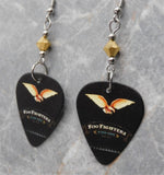 Foo Fighters In Your Honor Guitar Pick Earrings with Metallic Gold Swarovski Crystals