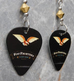 Foo Fighters In Your Honor Guitar Pick Earrings with Metallic Gold Swarovski Crystals