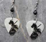 Foo Fighters Dave Grohl Guitar Pick Earrings with Black Swarovski Crystals