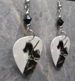 Foo Fighters Dave Grohl Guitar Pick Earrings with Black Swarovski Crystals