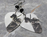 Foo Fighters Dave Grohl Guitar Pick Earrings with Black Swarovski Crystals