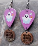 Ghost and a Jack o' Lantern Guitar Pick Earrings with Stainless Steel Ghouls Just Want to Have Fun Stainless Steel Charm Dangle