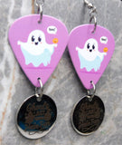 Ghost and a Jack o' Lantern Guitar Pick Earrings with Stainless Steel Ghouls Just Want to Have Fun Stainless Steel Charm Dangle