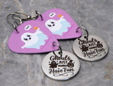 Ghost and a Jack o' Lantern Guitar Pick Earrings with Stainless Steel Ghouls Just Want to Have Fun Stainless Steel Charm Dangle