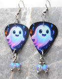 Adorable Ghost Guitar Pick Earrings with ABx2 Swarovski Crystal Dangles