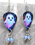 Adorable Ghost Guitar Pick Earrings with ABx2 Swarovski Crystal Dangles
