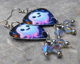 Adorable Ghost Guitar Pick Earrings with ABx2 Swarovski Crystal Dangles