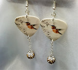 Musical Hummingbird Guitar Pick Earrings with Ombre Pave Bead Dangles